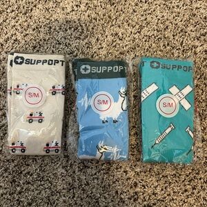 Support Compression Socks - Medical Print Trio (Cream, Blue, Teal)